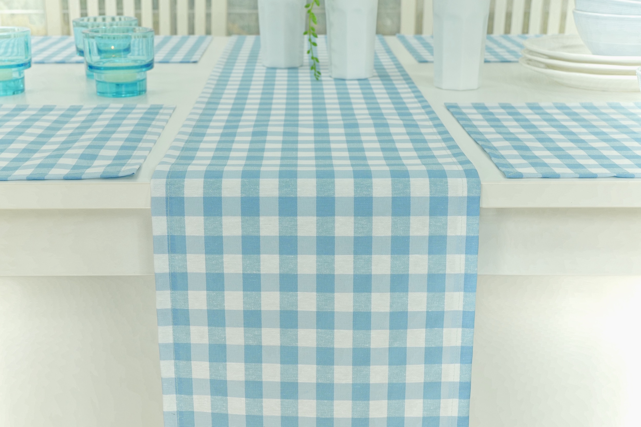Tischdecken-Shop.de. Blaue in Tischdecken Tischläufer Basic gemustert perfekt TiDeko® Markenqualität + |