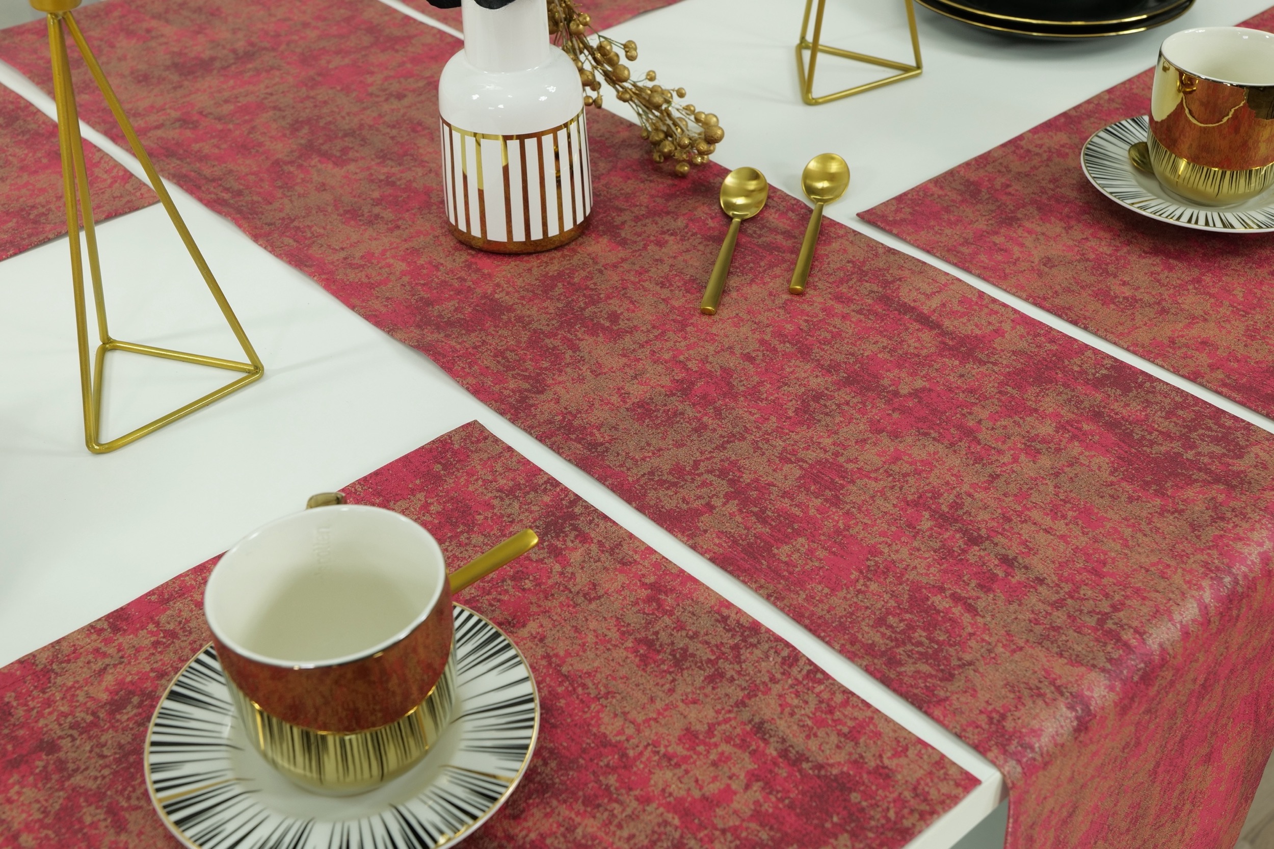 Abwaschbare Tischläufer 25 cm 60 | cm Thasos | marmoriert Breite Gold Rot-Lila SW133677