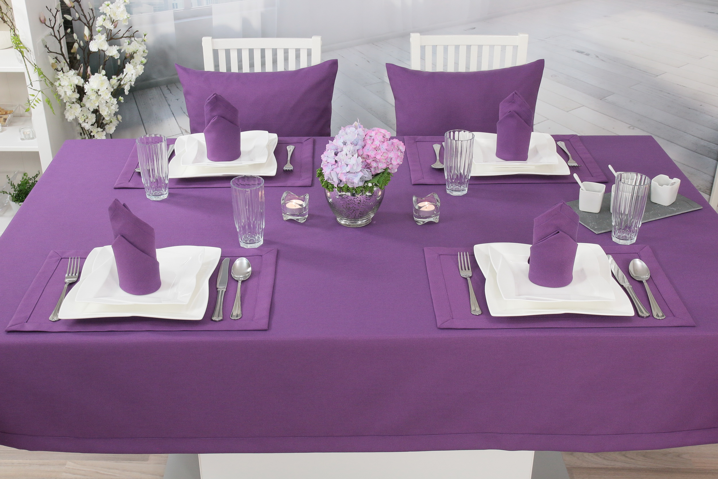 | einfarbig 120 Tischdecke SW110751 Violett Breite cm 140 cm |