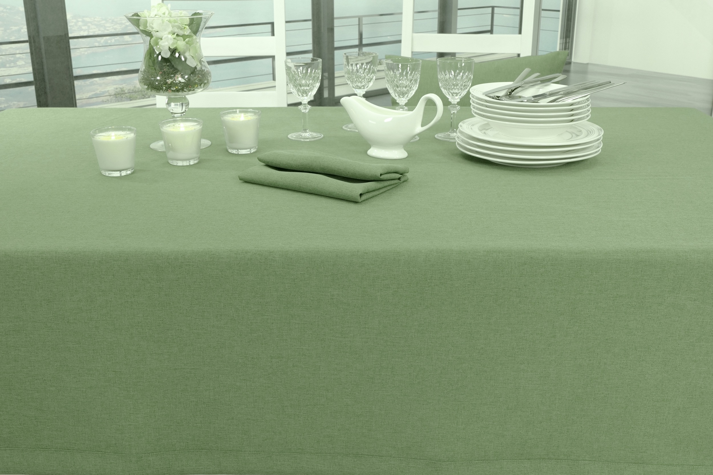Edle Tischdecke cm Grün 100 | Peony Breite 120 einfarbig cm SW132844 