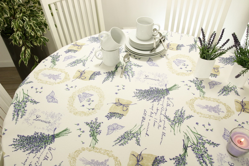 Ovale abwaschbare Tischdecke Lavendel Mediterran LONA Breite 120 cm | 140  cm | SW114078