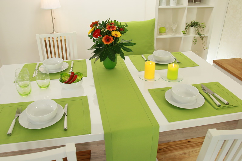 Apfelgrün Tischdecke: TiDeko® Tischläufer, auch Stoffservietten. Passend Markenqualität Apfelgrün im Tischdecken-Shop.de. schönsten | Sets Tischdecken und