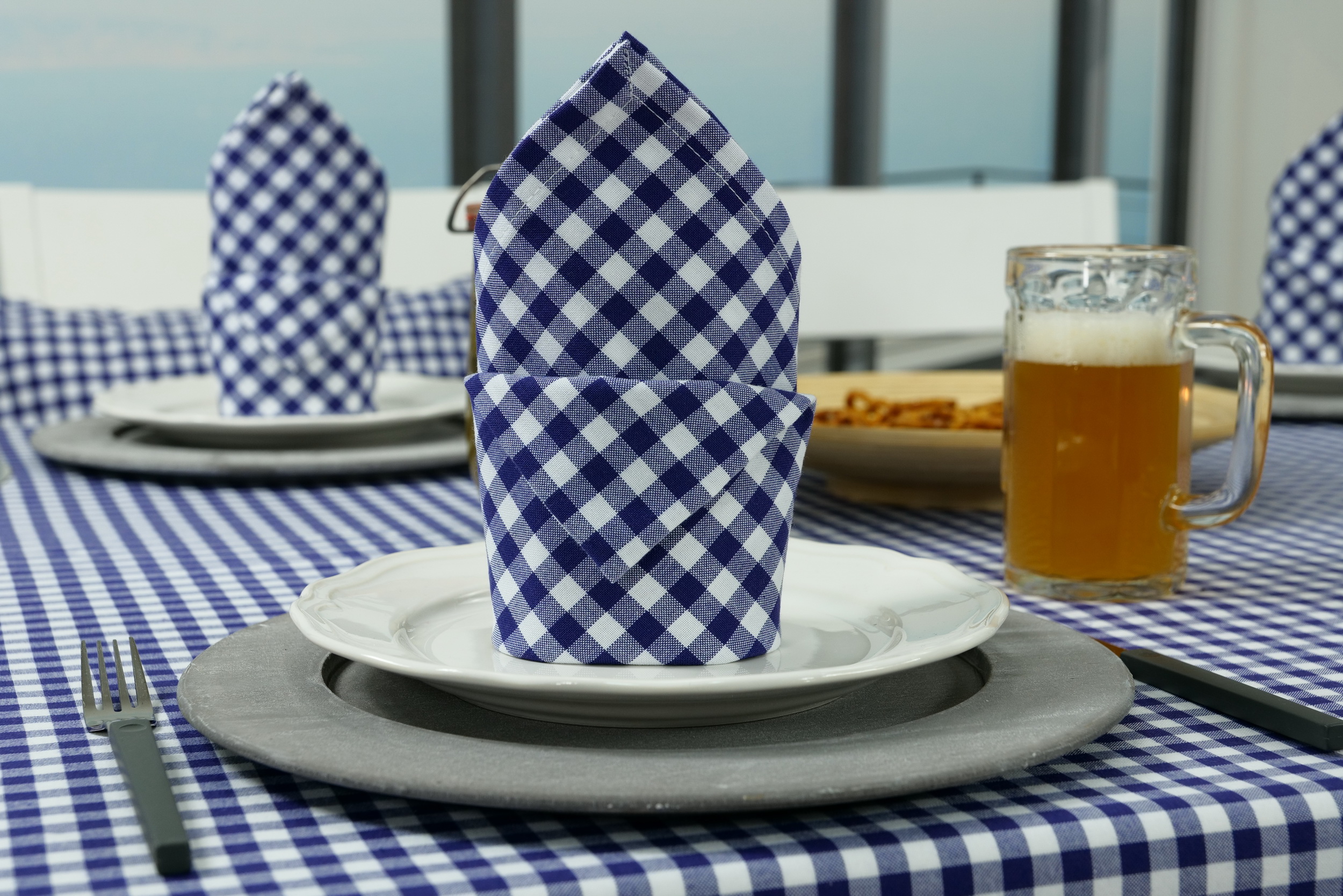 Karomuster Trend Tischdecke Blau-Weiß kariert | TiDeko® Markenqualität Tischdecken \