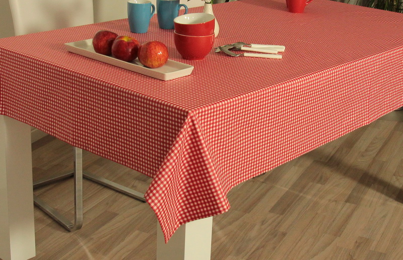 Abwaschbare Tischdecke Rot Weiß kleines Karo \