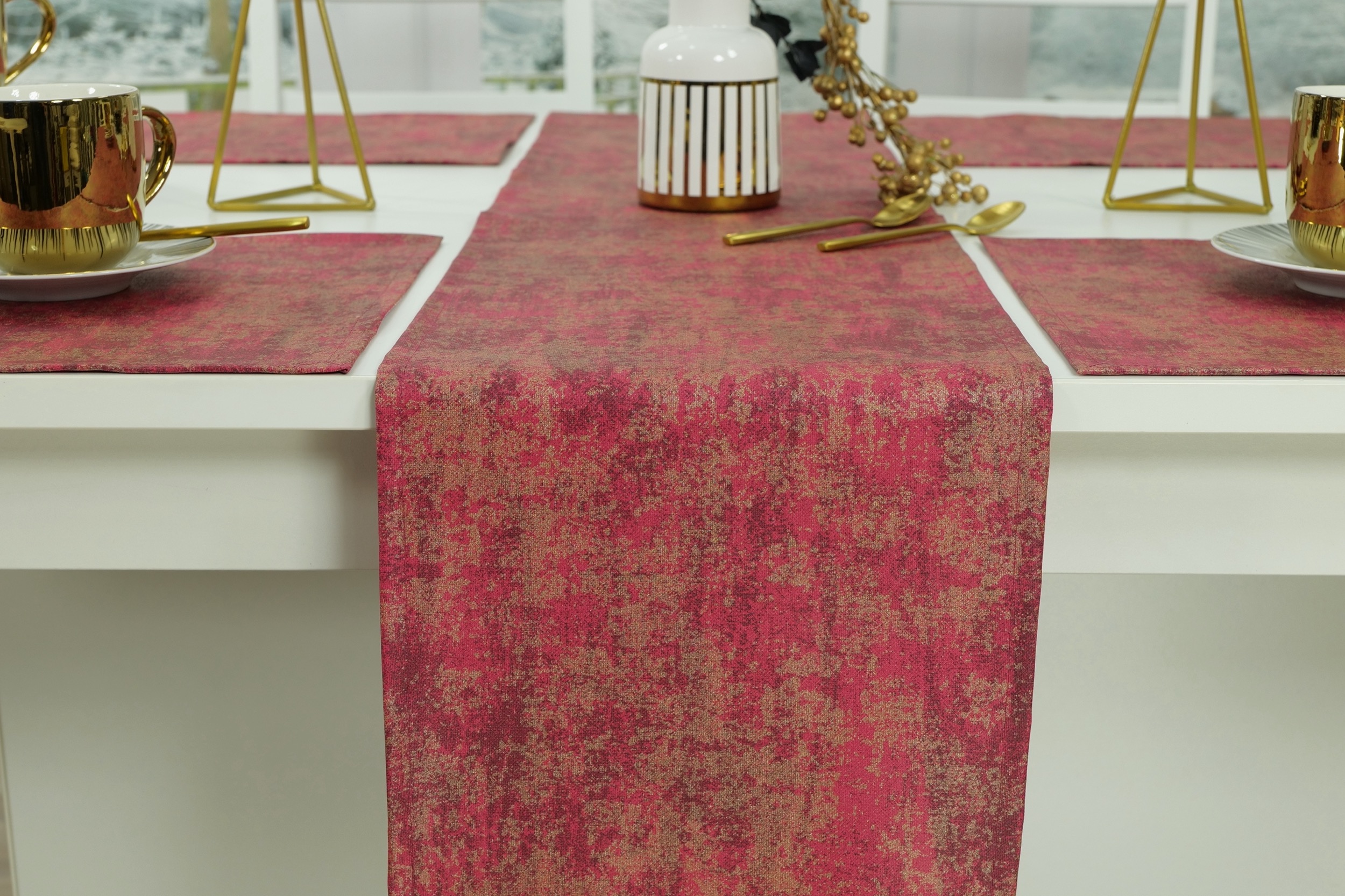 Abwaschbare Tischläufer Rot-Lila Gold marmoriert Thasos Breite 25 cm | 60  cm | SW133677