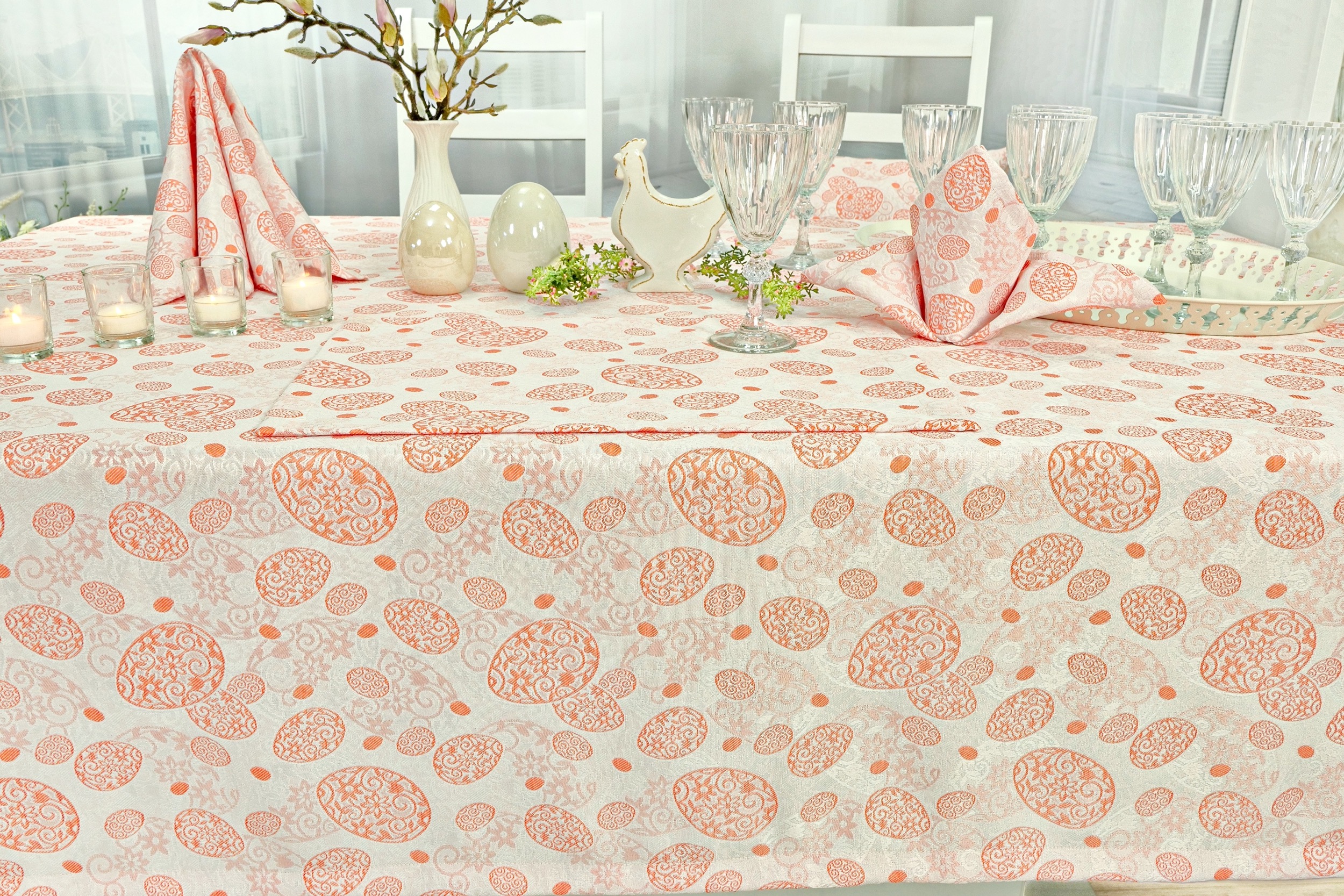 Oster Tischdecke mit Fleckschutz Weiß 120 | Breite cm Easter Orange Egg cm 160