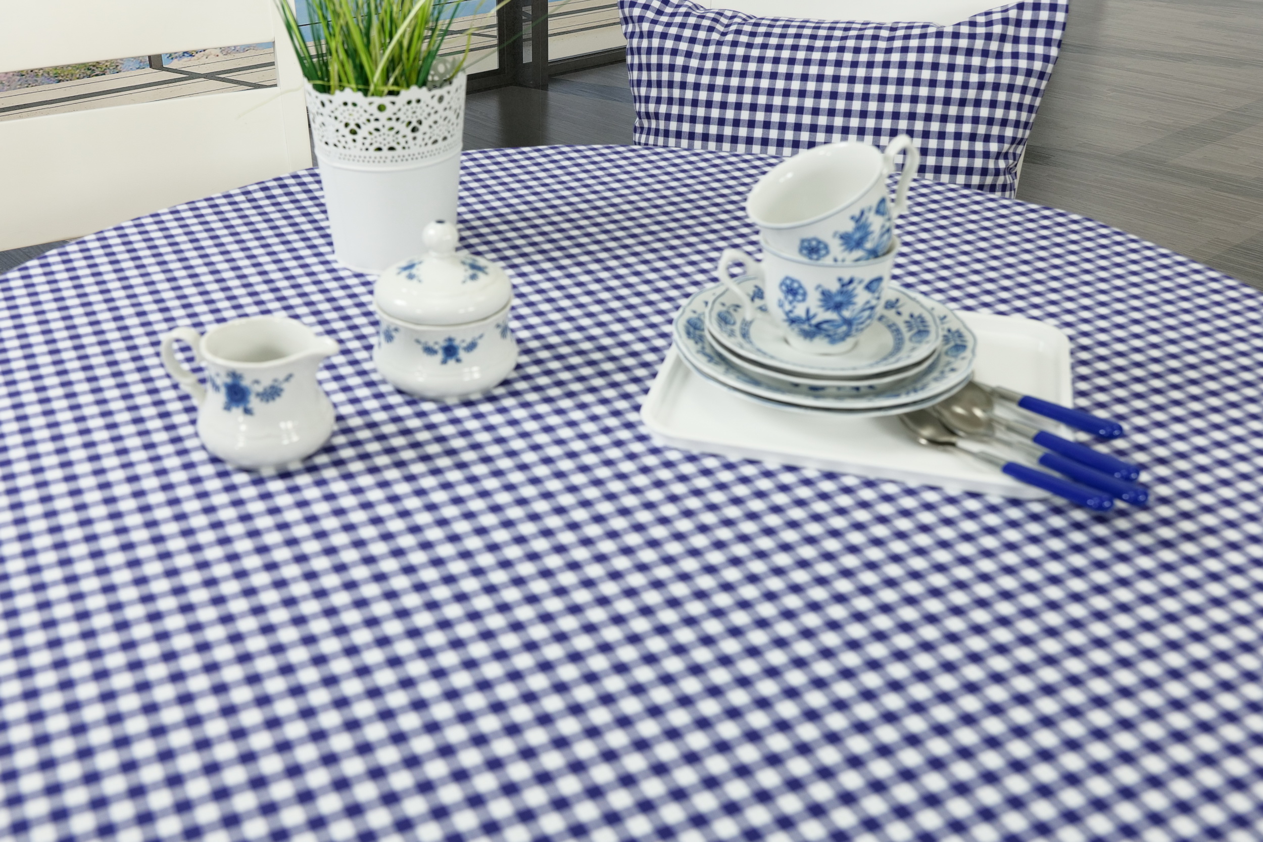 Karomuster Trend Tischdecke Blau-Weiß Tischdecken \
