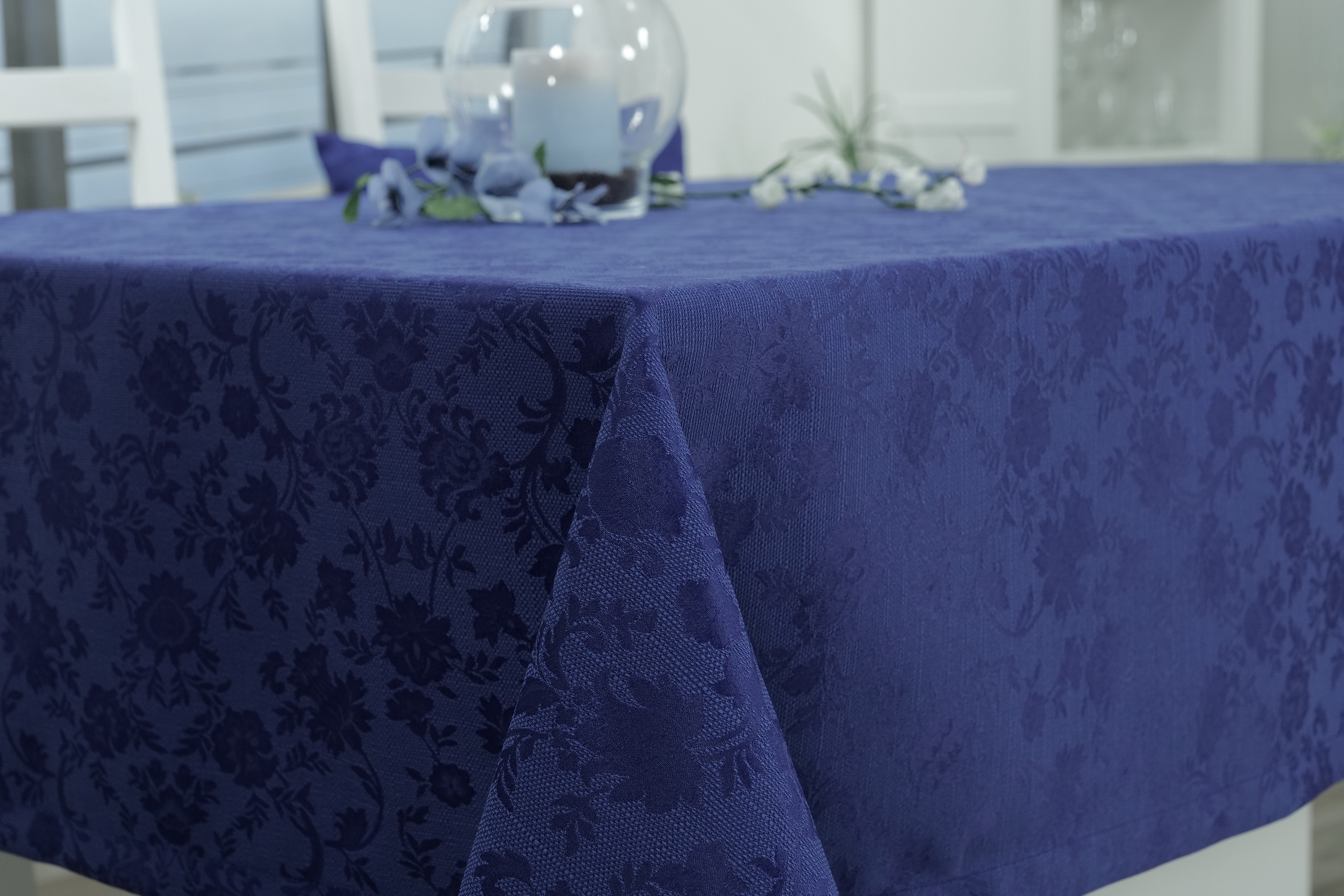 Tischdecke mit Fleckschutz Evita Blau Ranke ab 80x80 cm - 200x200 cm  QUADRATISCH | 80x80 cm | SW131285