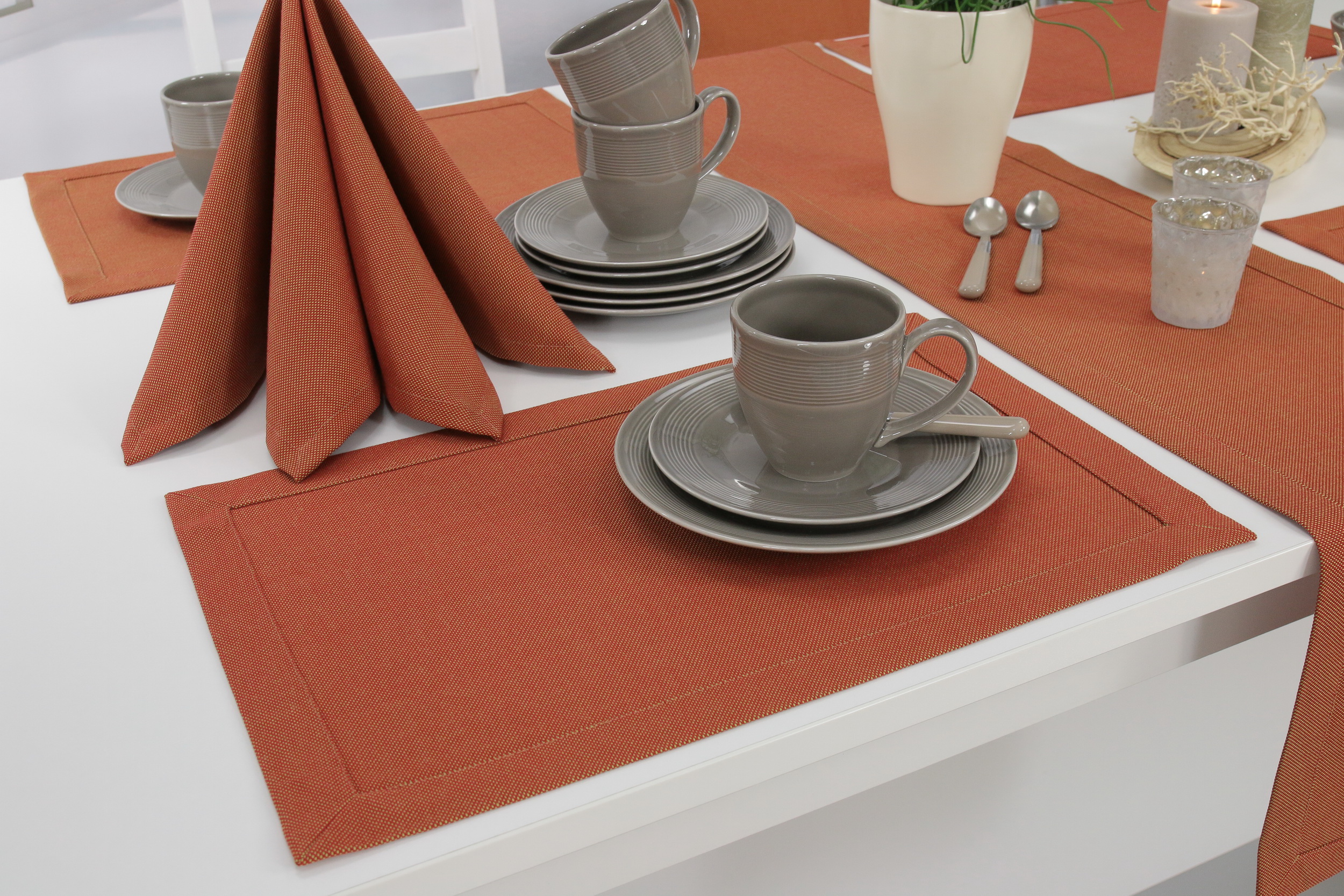Tischset mit Fleckschutz cm cm | Platzset 12 Platzsets Tischsets Rabatt - 32x42 einfarbig 7% Liberas - Größe Terracotta 32x42 