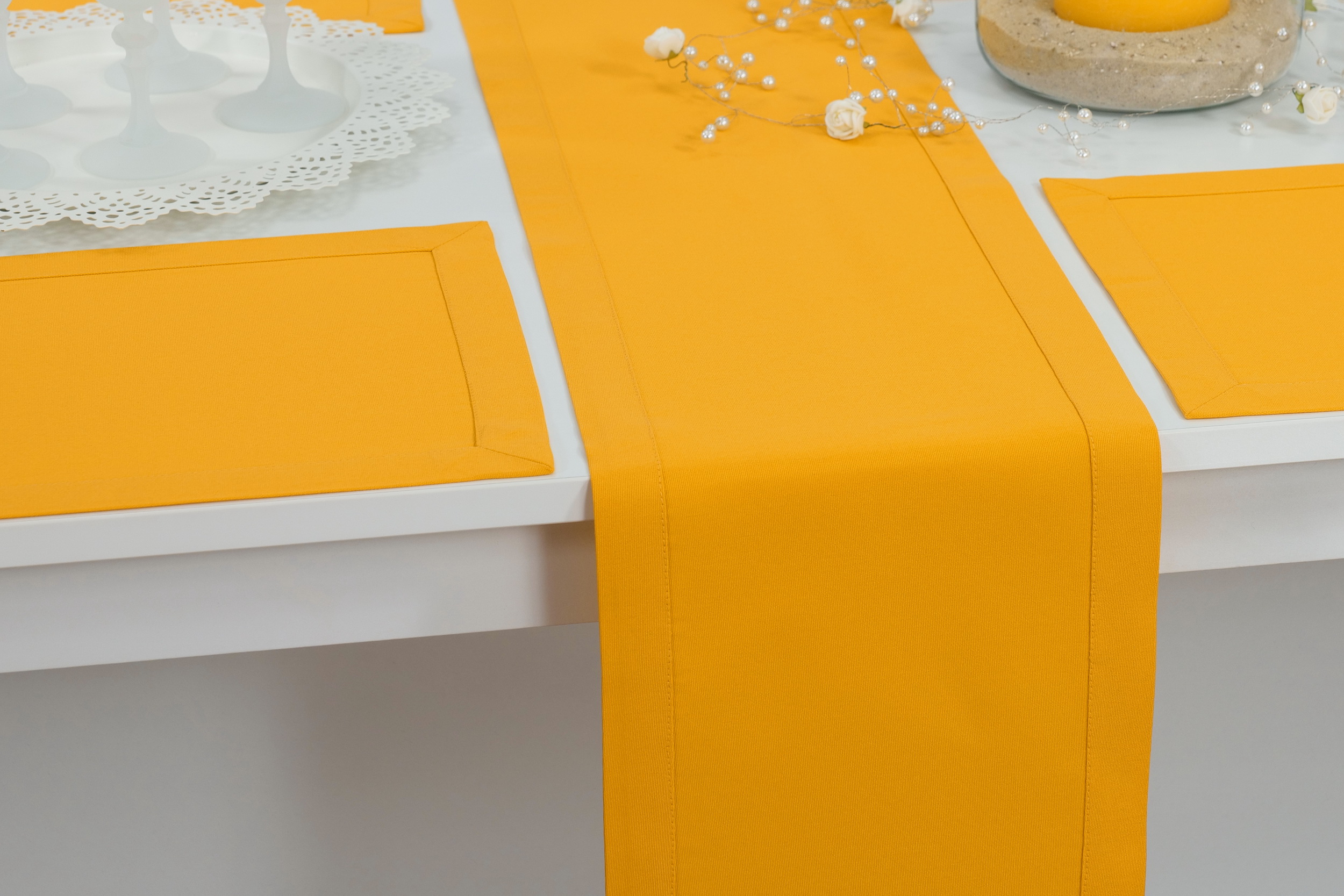 Tischläufer mit Fleckschutz Gelb uni Sara Breite 40 cm | 60 cm | SW110538