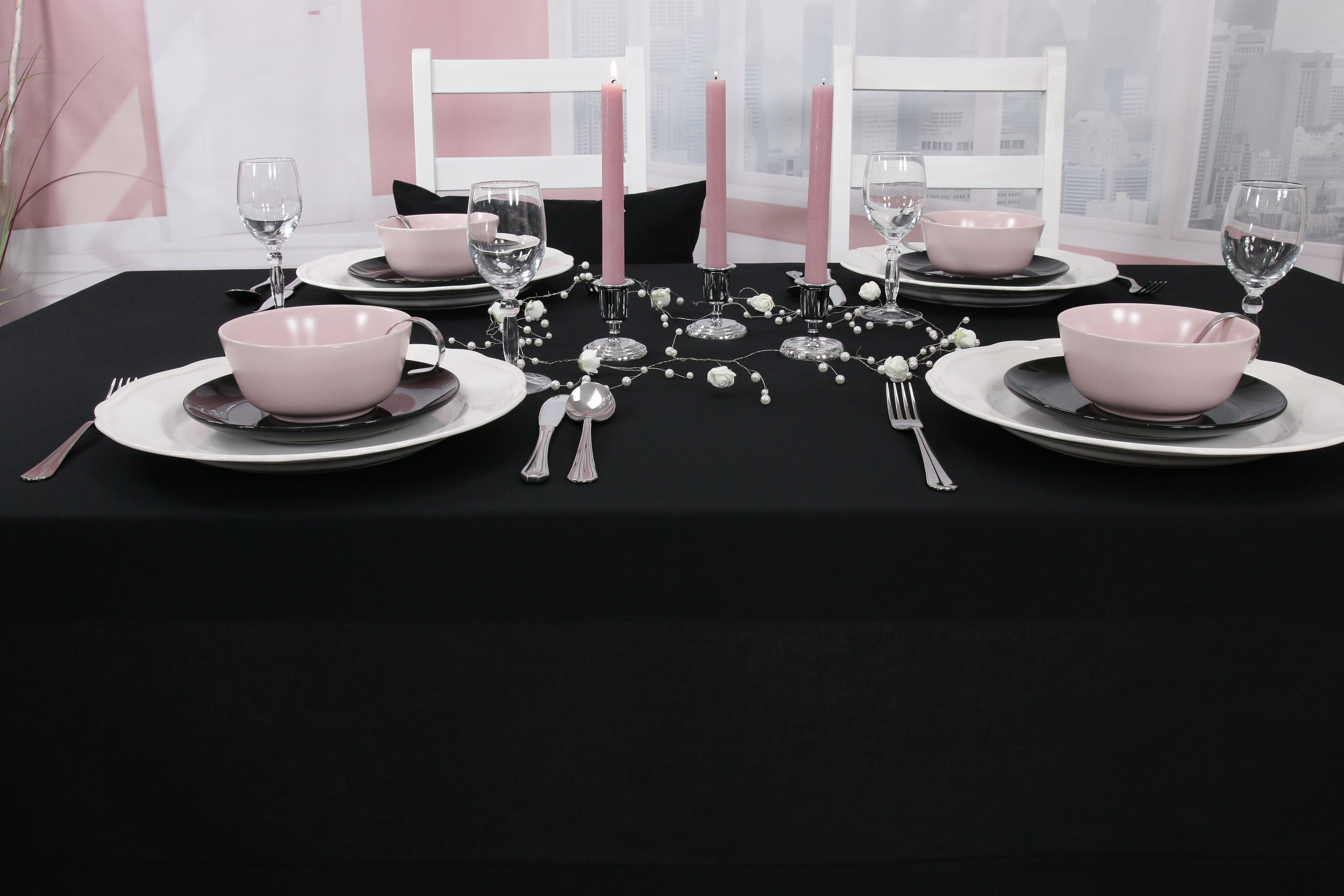 Tischdecke schwarz einfarbig Breite 90 cm | 110 cm | SW112137